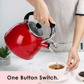 Rorence whistling tea kettle built-in whistle signals when water boils