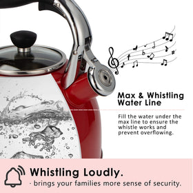 Rorence whistling tea kettle non-slip handle helps prevent burns during pouring