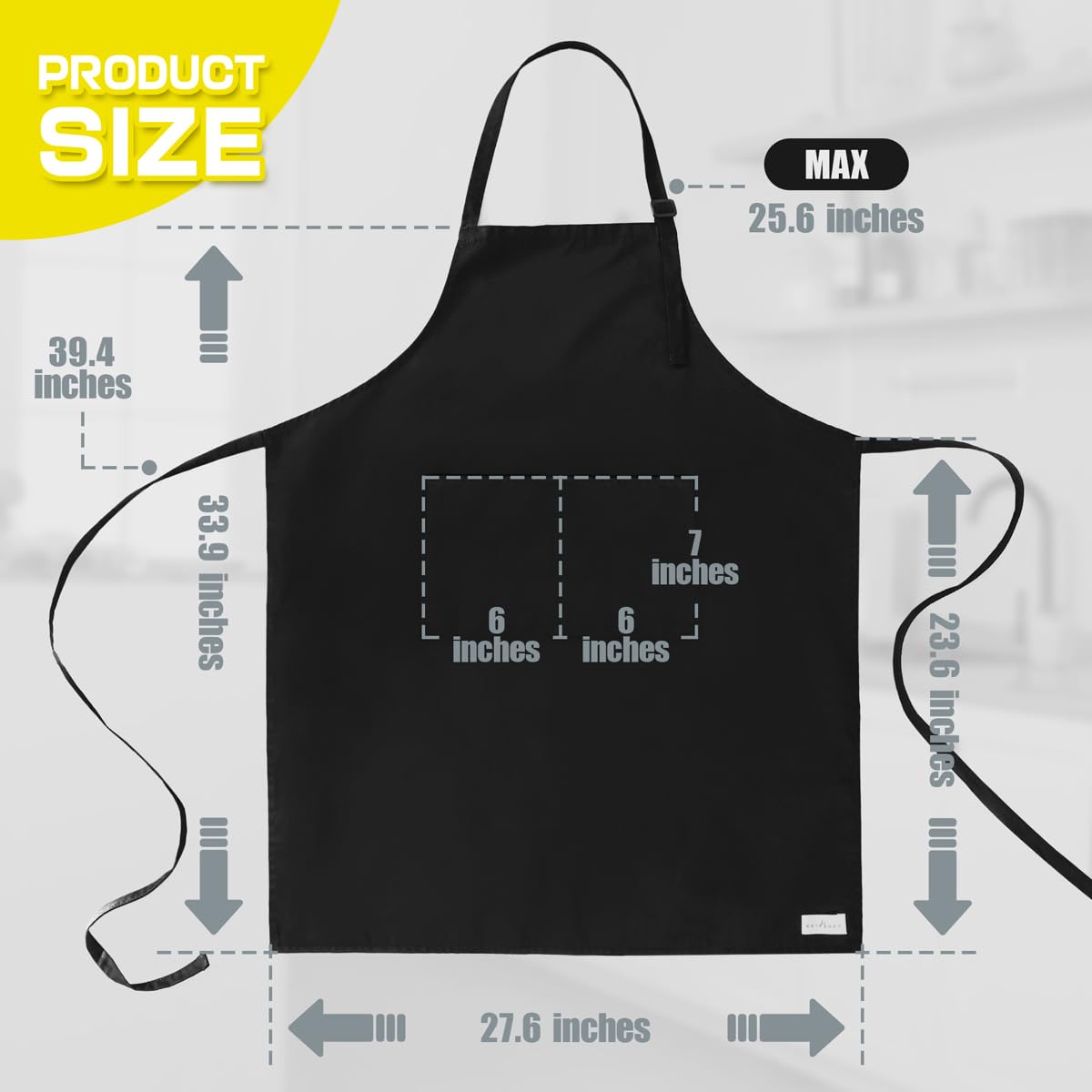 Rotanet bib apron with adjustable neck, customizable fit for tall or curvy cooks.