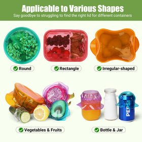 ROTTOGOON stretch lids showing six sizes for versatile containers.