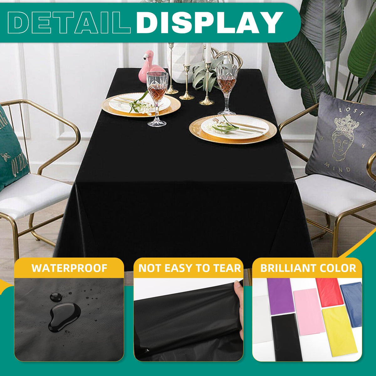 RowinsyDD 54x108 inch tablecloth protects surfaces during meals and gatherings.