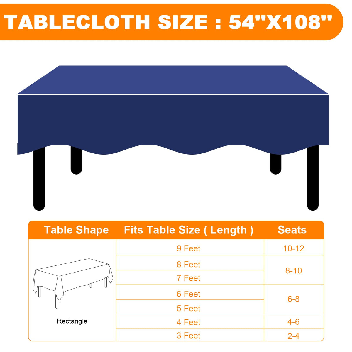 RowinsyDD blue tablecloth shown on large rectangle table for setup.