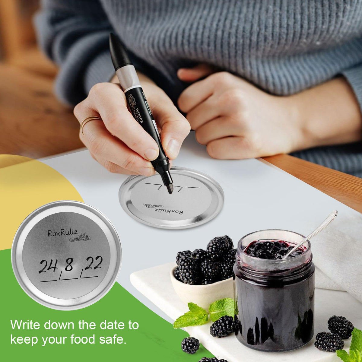 RoxRulie regular-mouth lids fit standard jars for pressure or water bath canning.