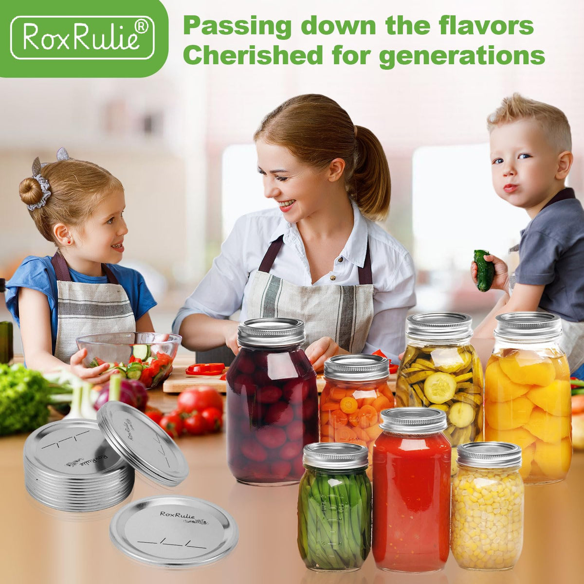 RoxRulie rust-resistant lids withstand busy kitchen use for confident canning sessions.