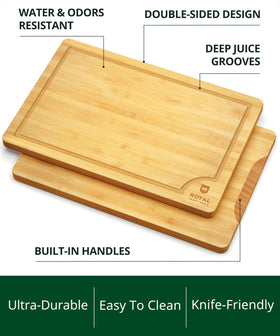 ROYAL CRAFT WOOD board with deep juice groove catches liquids.
