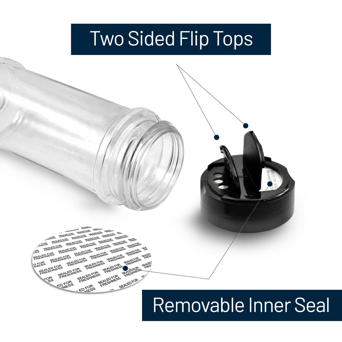 RoyalHouse spice jar with flip-top lid, ideal for shaking and pouring spices.