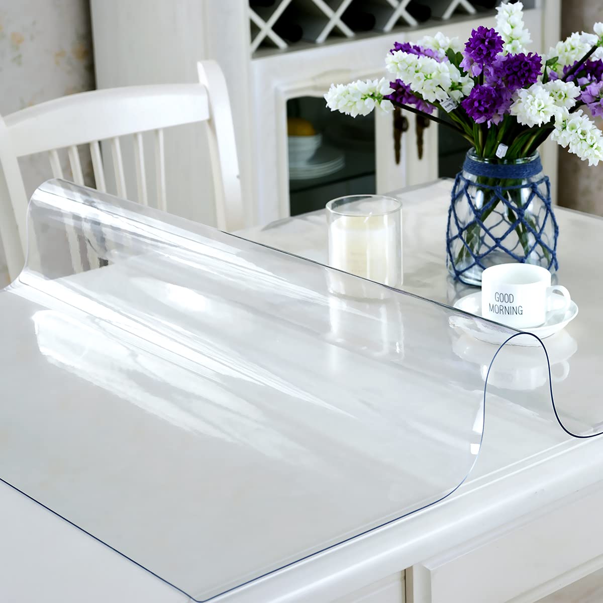 Royhom clear table protector 36x60 cut-to-fit guide with scissors and ruler