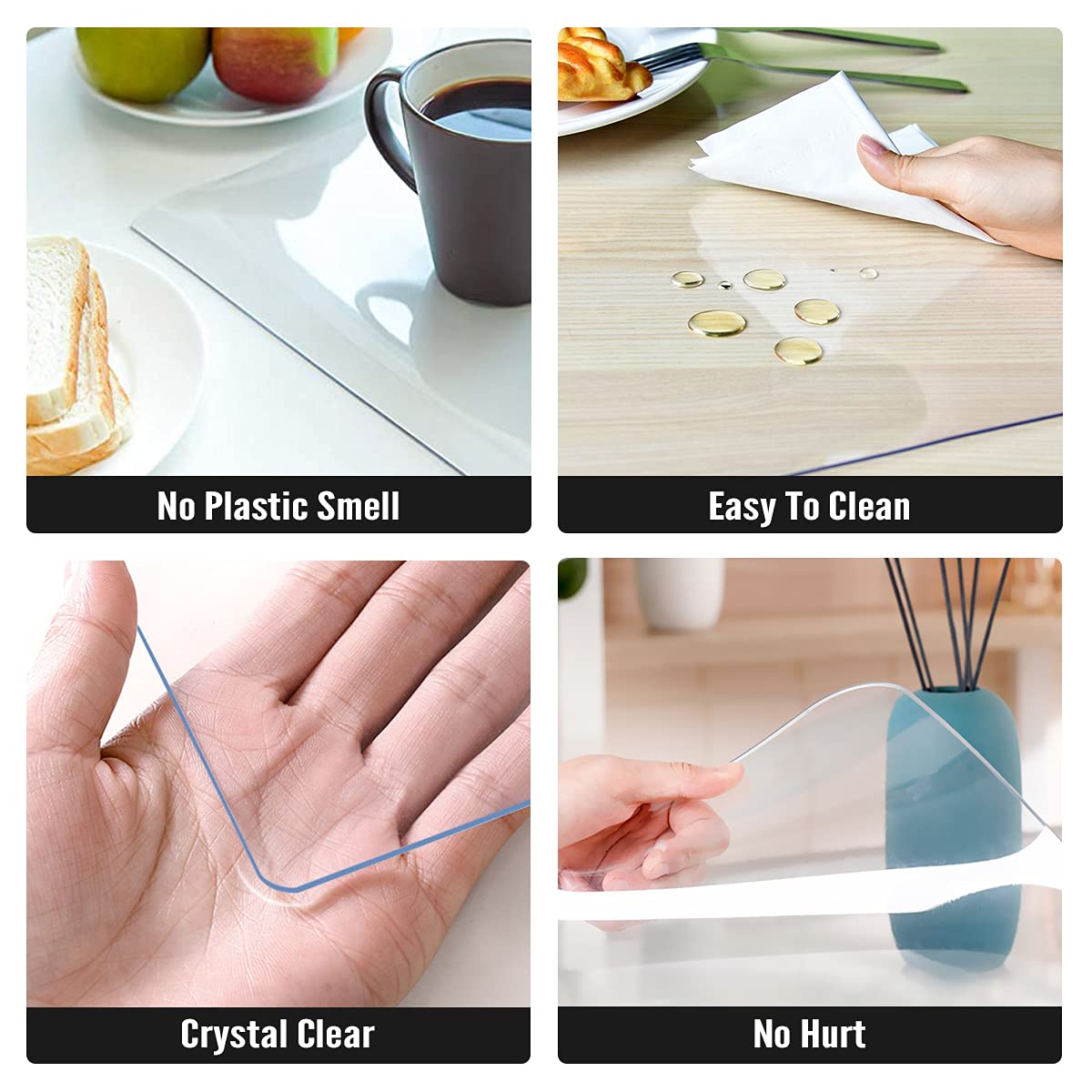Royhom clear table protector is waterproof and easy to wipe clean