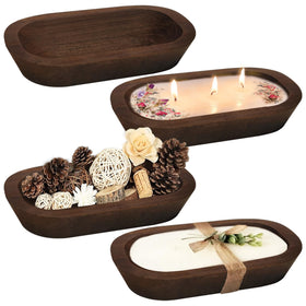 Royxen four-pack natural wood dough bowls for rustic table centerpieces.