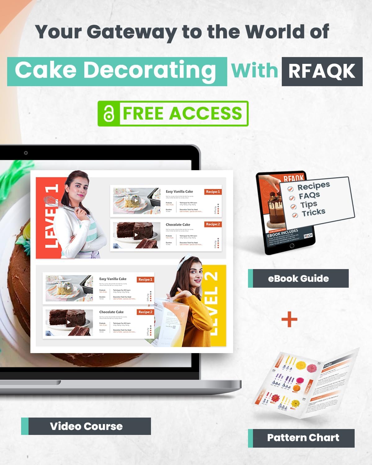 RFAQK beginner video booklet guide supporting cake decorating learning