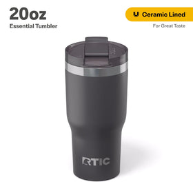 RTIC 20oz Essential Tumbler with double-wall insulation keeps drinks cold during commutes.