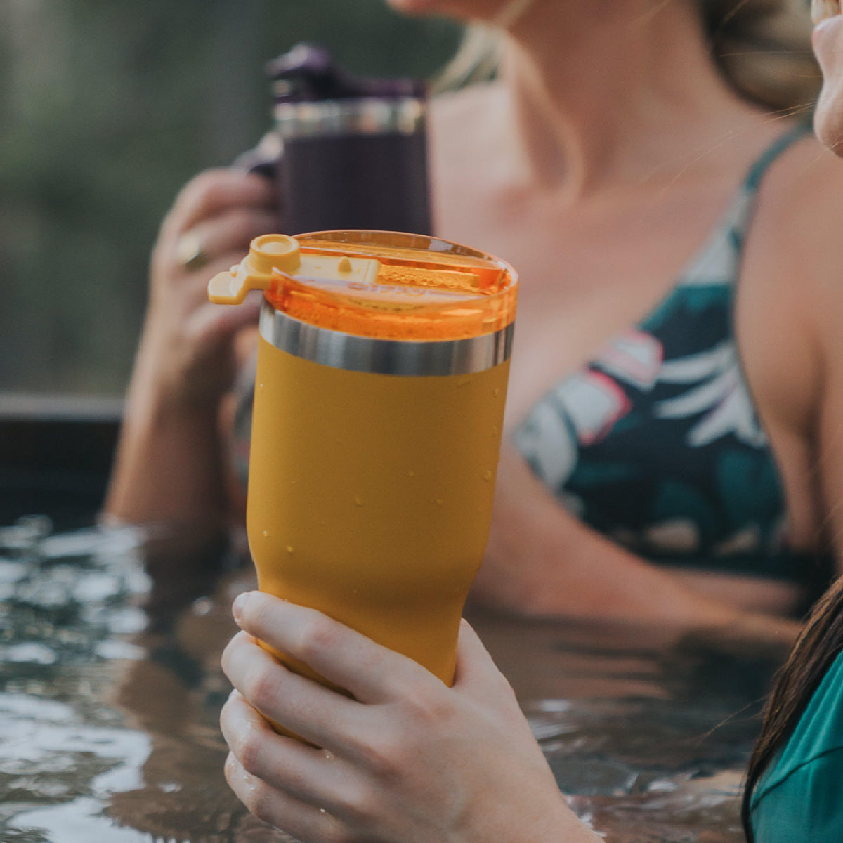 RTIC 20oz Essential Tumbler exterior stays no-sweat for comfortable handling.