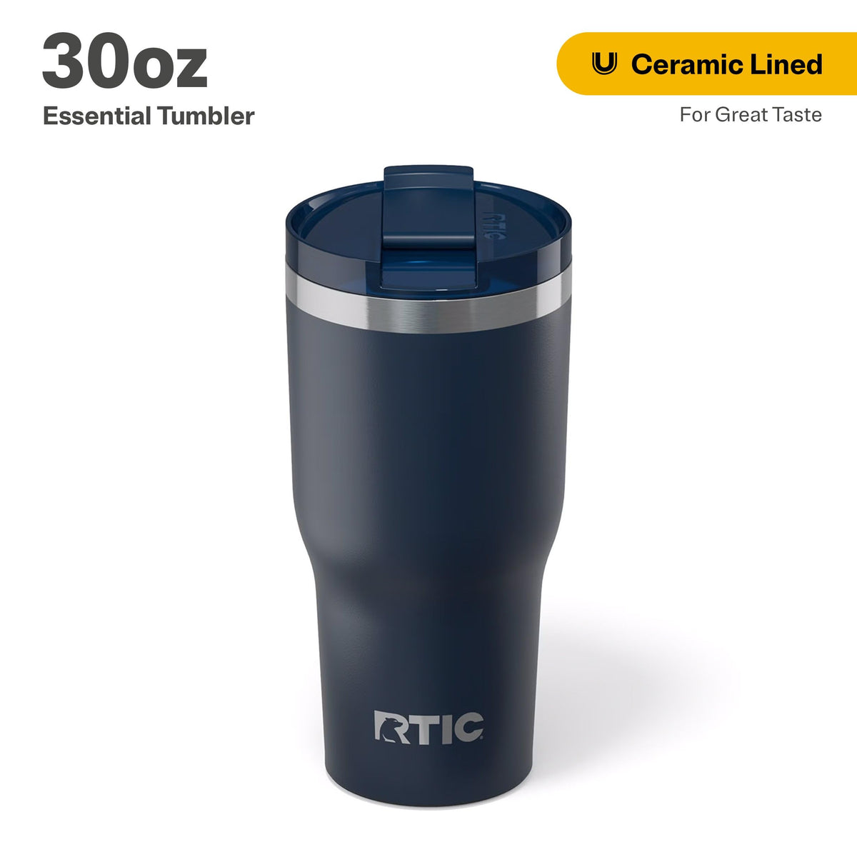 RTIC 30oz Essential Tumbler ceramic-lined interior prevents metallic taste