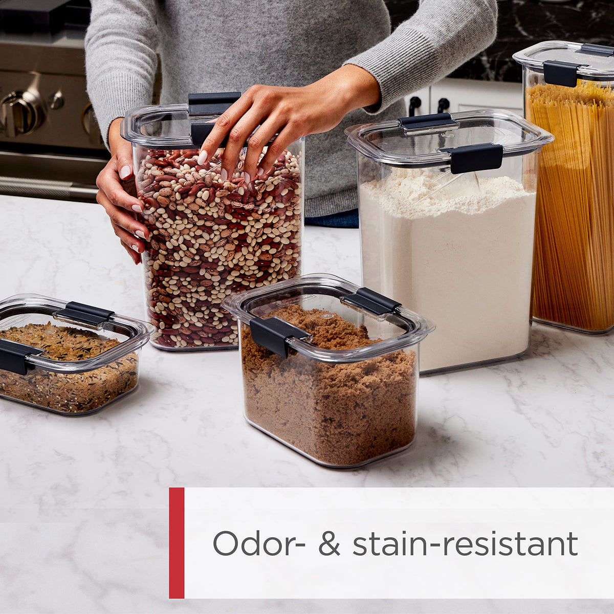 BPA-free, odor-resistant containers maintain a clean storage environment.