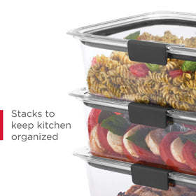 Rubbermaid Brilliance stackable storage in a pantry or fridge