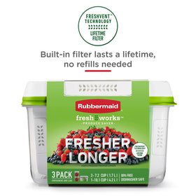 Rubbermaid FreshWorks Saver nesting bases demonstrating modular storage