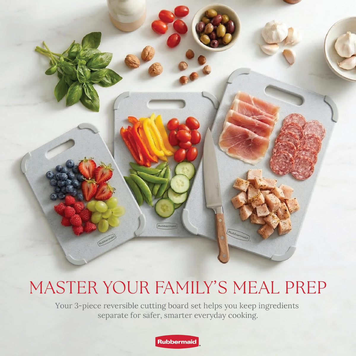 Rubbermaid wheat fiber cutting board medium for versatile veggie and protein prep