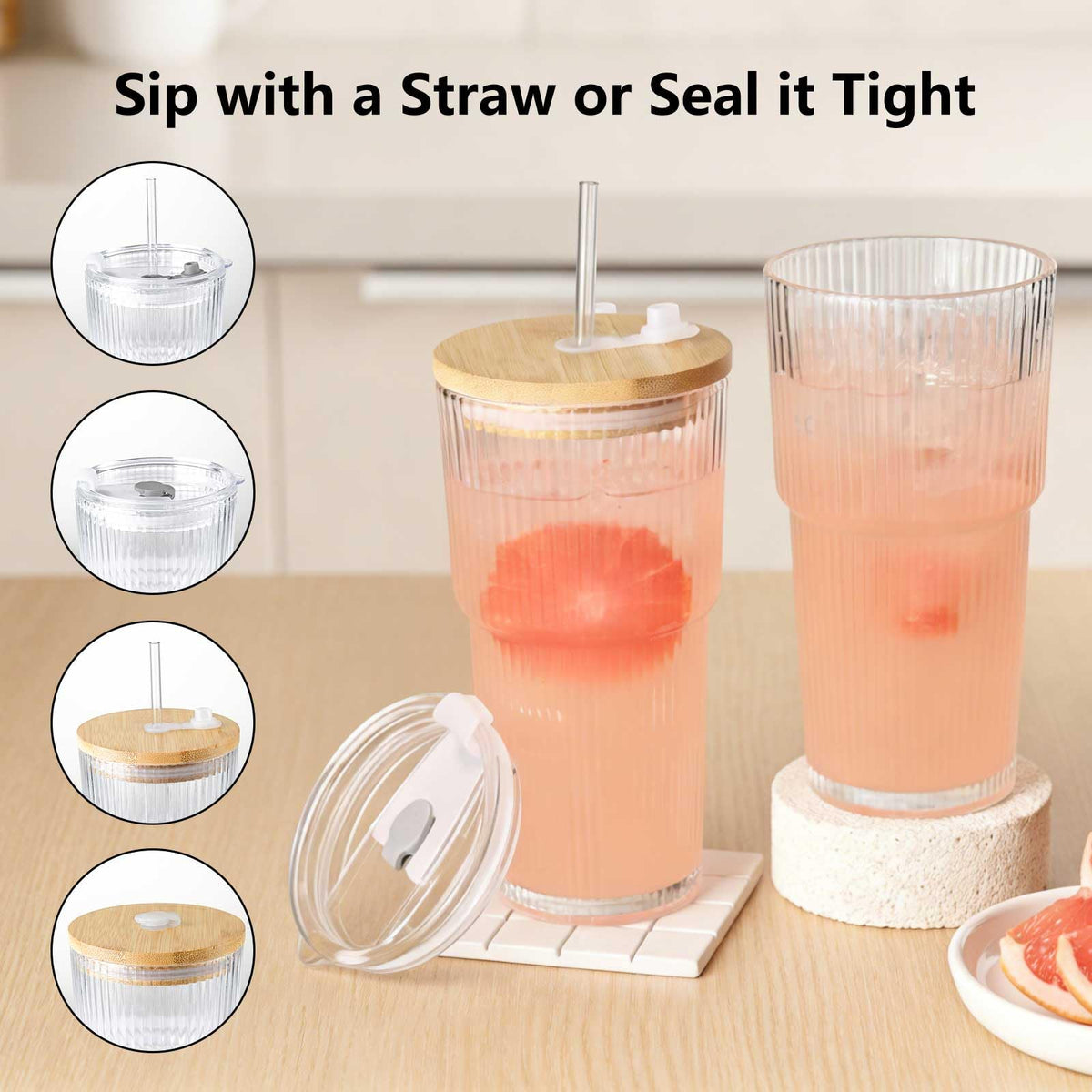 Ruckae dishwasher-safe glass tumbler for easy cleaning.