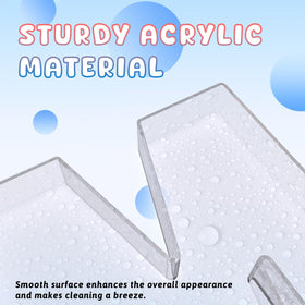 RUFHVTY 11-inch acrylic letter charcuterie box side view reveals ample space for candy and snacks.
