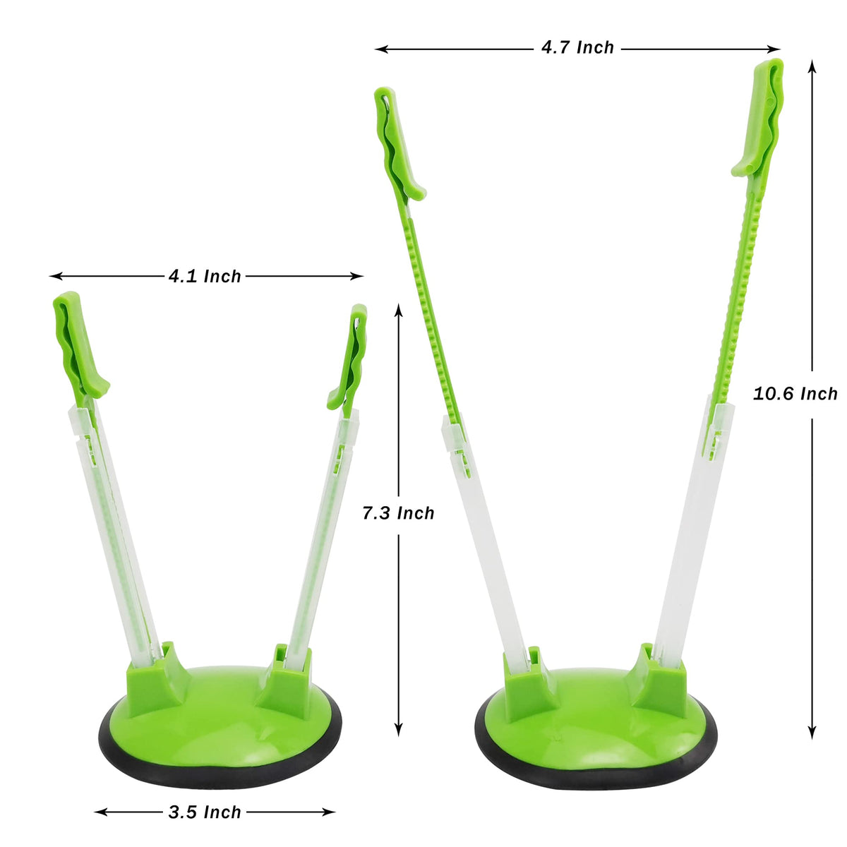 Ruibo Baggy Rack Holder showing adjustable height for different bag sizes.