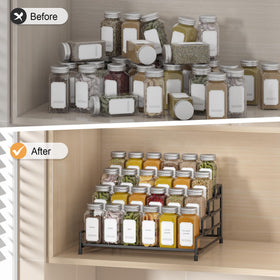 RUILALIFE easy-assembly spice shelf simplifies setup with no screws required.