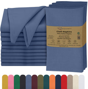 Ruvanti cloth napkins 12-pack 18x18 inches laid out for elegant dining