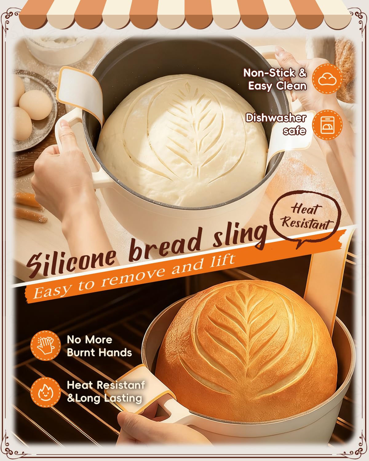 RYMTOX bread sling for safe, hands-free loaf transfer