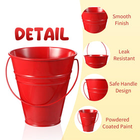 Sadnyy rainbow metal buckets stacked to illustrate space-saving design