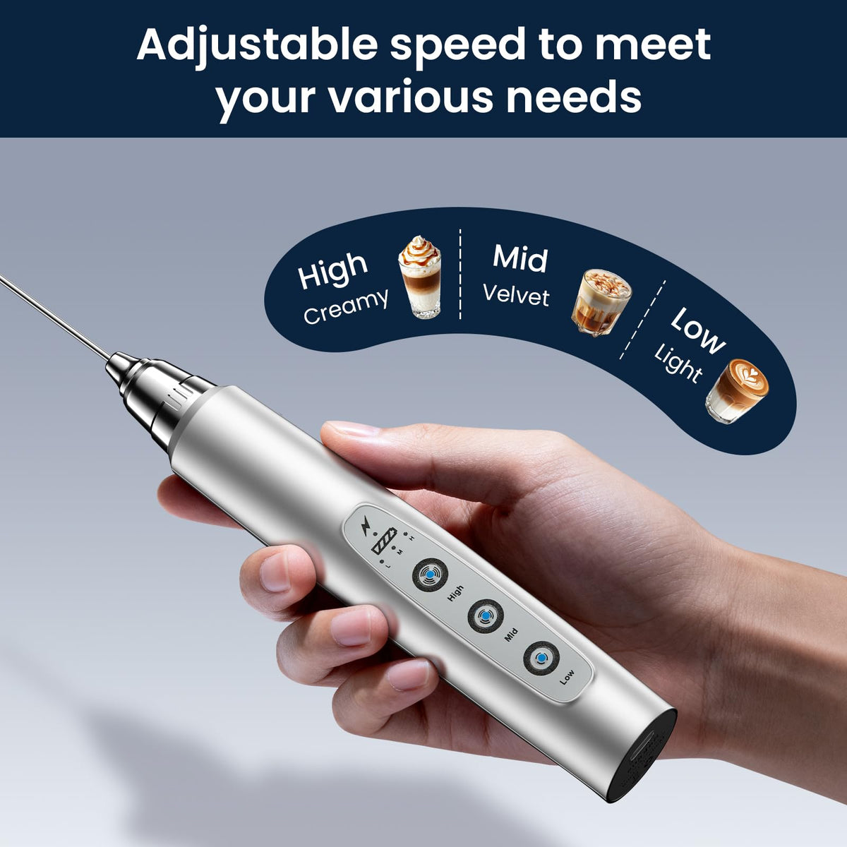 Sakgos milk frother detachable stainless whisks provide versatility for tasks.