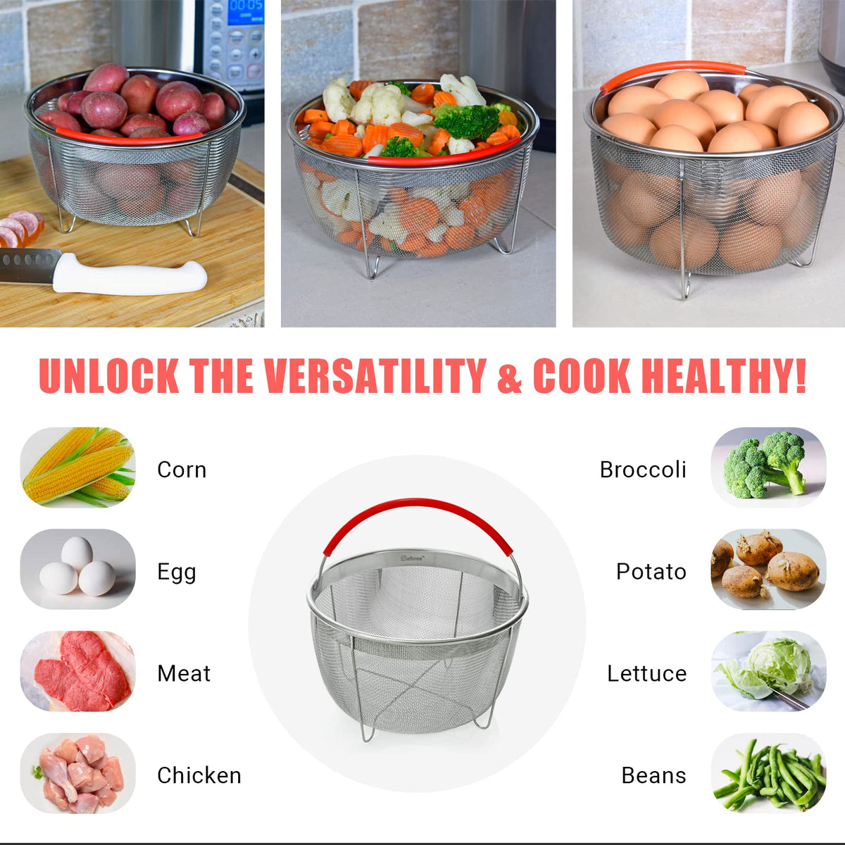 Salbree dishwasher safe stainless steel basket ready for quick cleanup.