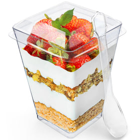 Sammray 50-pack 5 oz dessert cups with lids and spoons for easy party servings