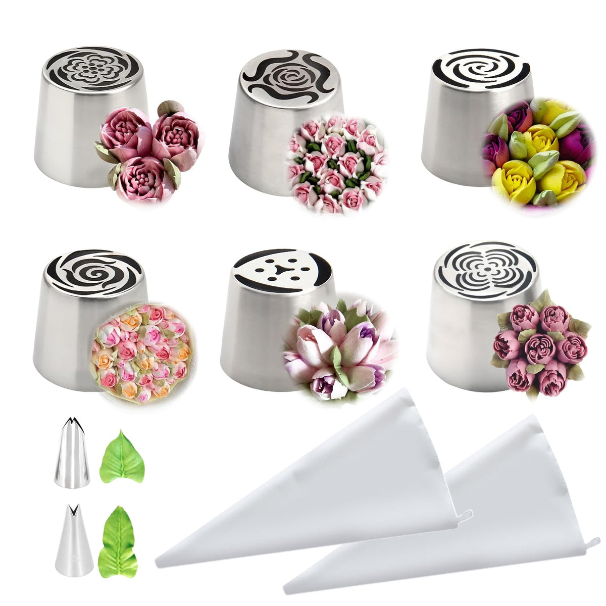 SANCLDES extra-large piping tip for tulip flowers on cakes, creates detailed petals.