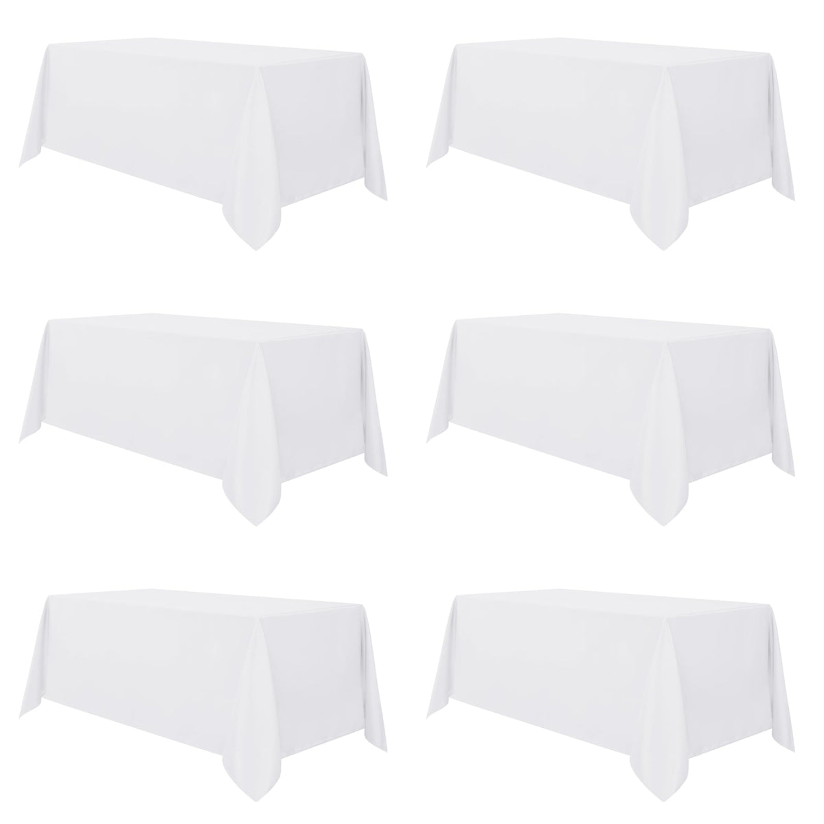 Sancua 6-pack white tablecloth on an 8ft table for elegant dining and easy cleanup.