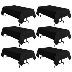 Sancua black tablecloth 60x102 inches on a six-pack setup, stain resistant and easy to clean.