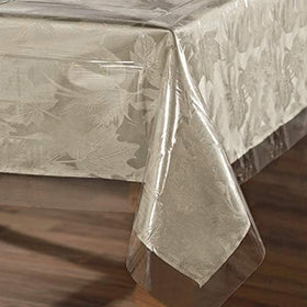 Sancua clear tablecloth 52x70 in shows wipe-clean ease for quick cleanup after meals.