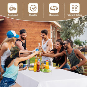 Sancua indoor and outdoor events benefit from durable white tablecloth 54x108