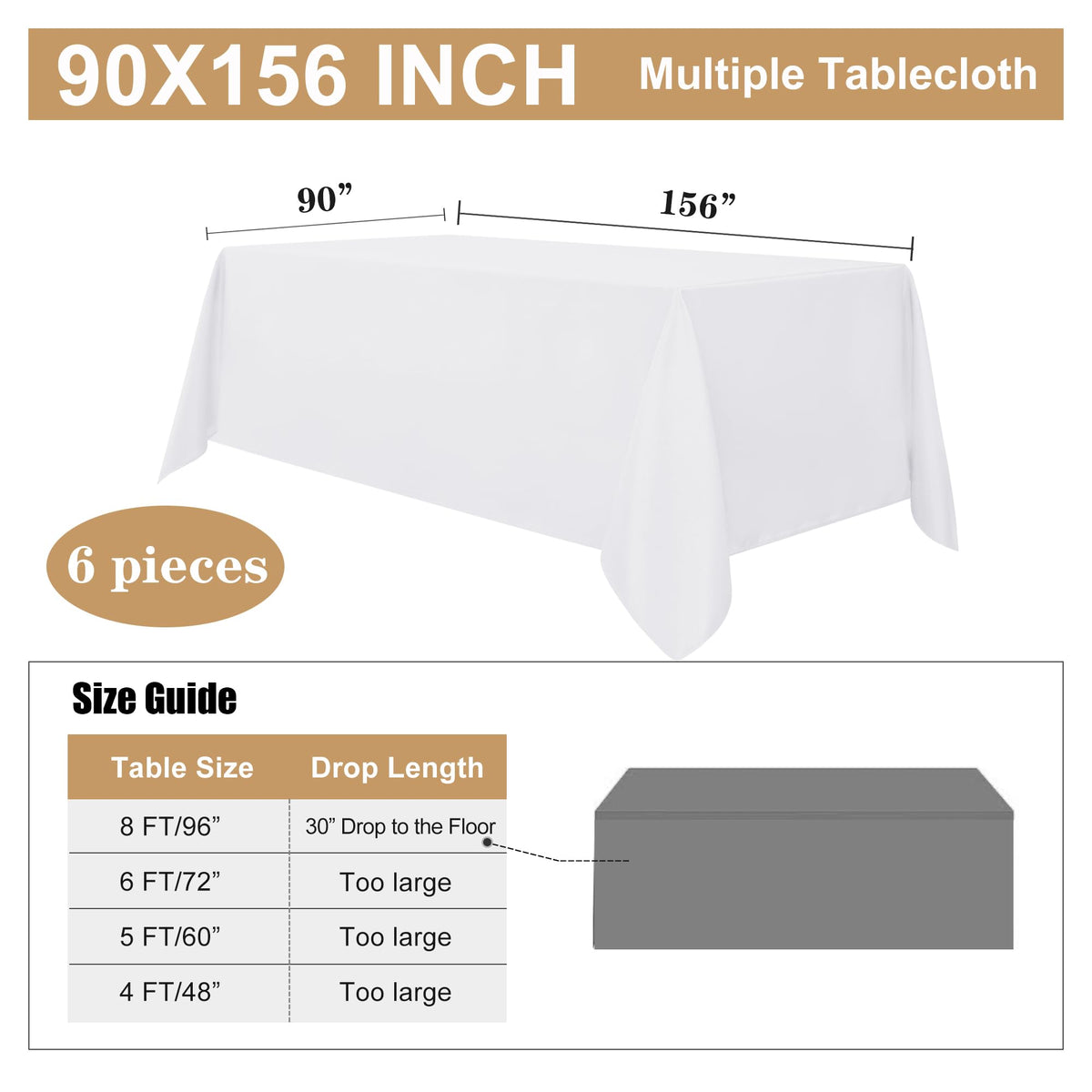 Sancua rectangle 8ft table cover on a banquet setup for polished presentation.
