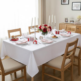 Sancua tablecloth stain-resistant closeup shows easy cleanup after spills