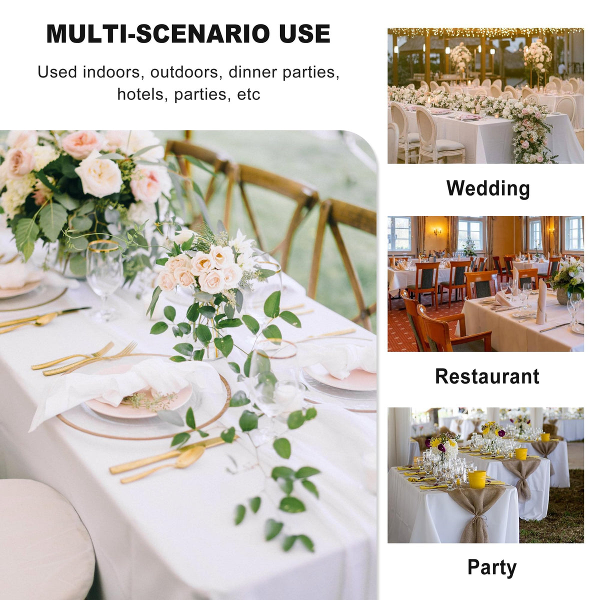 Sancua tablecloth wrinkle-free finish after ironing for crisp tables.