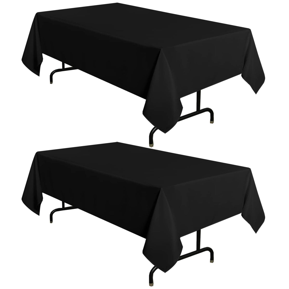 Sancua two-pack black tablecloth front view with clean dining setup