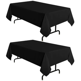 Sancua two-pack black tablecloth front view with clean dining setup