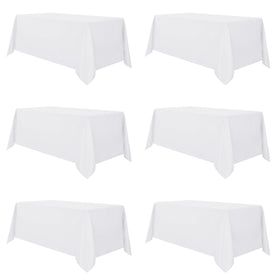 Sancua white tablecloth 90x132 on dining setup; durable and easy to clean.