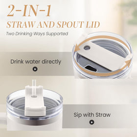 SANDJEST 40oz tumbler straw lid enables simple sipping anywhere.