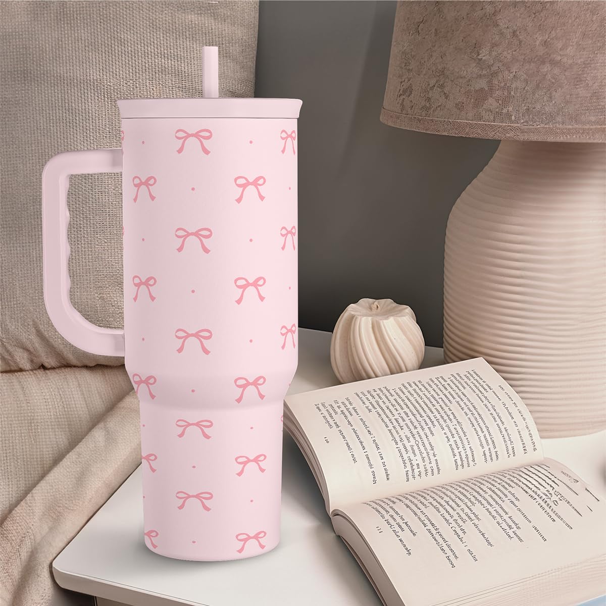 SANDJEST Coquette Bow tumbler outdoors for versatile use