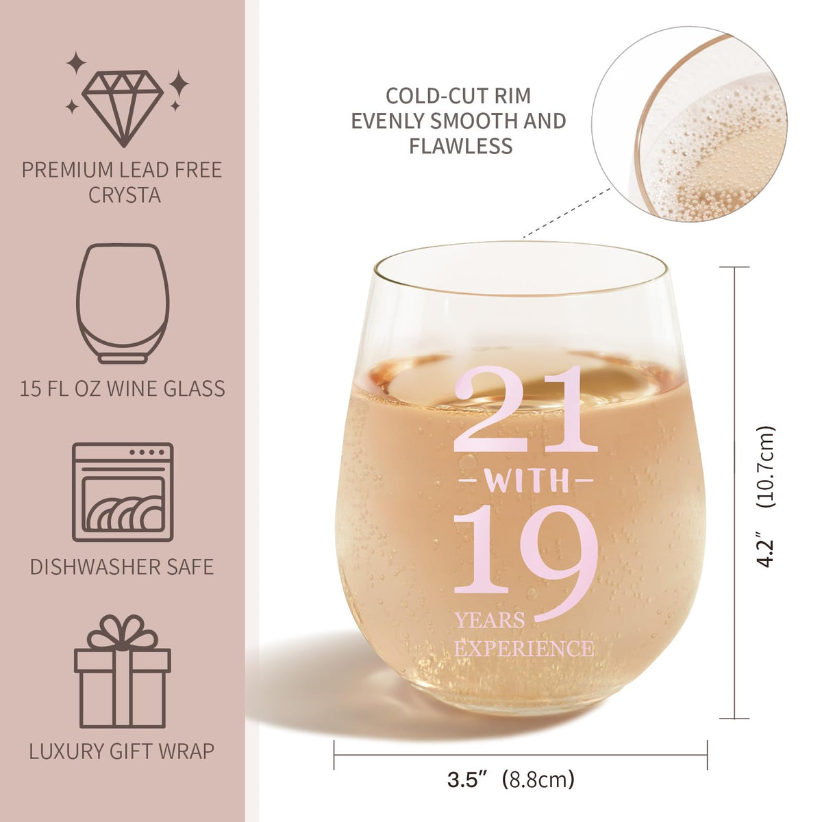 Sanjiayishui gift-wrapped 40th birthday glass, pink.