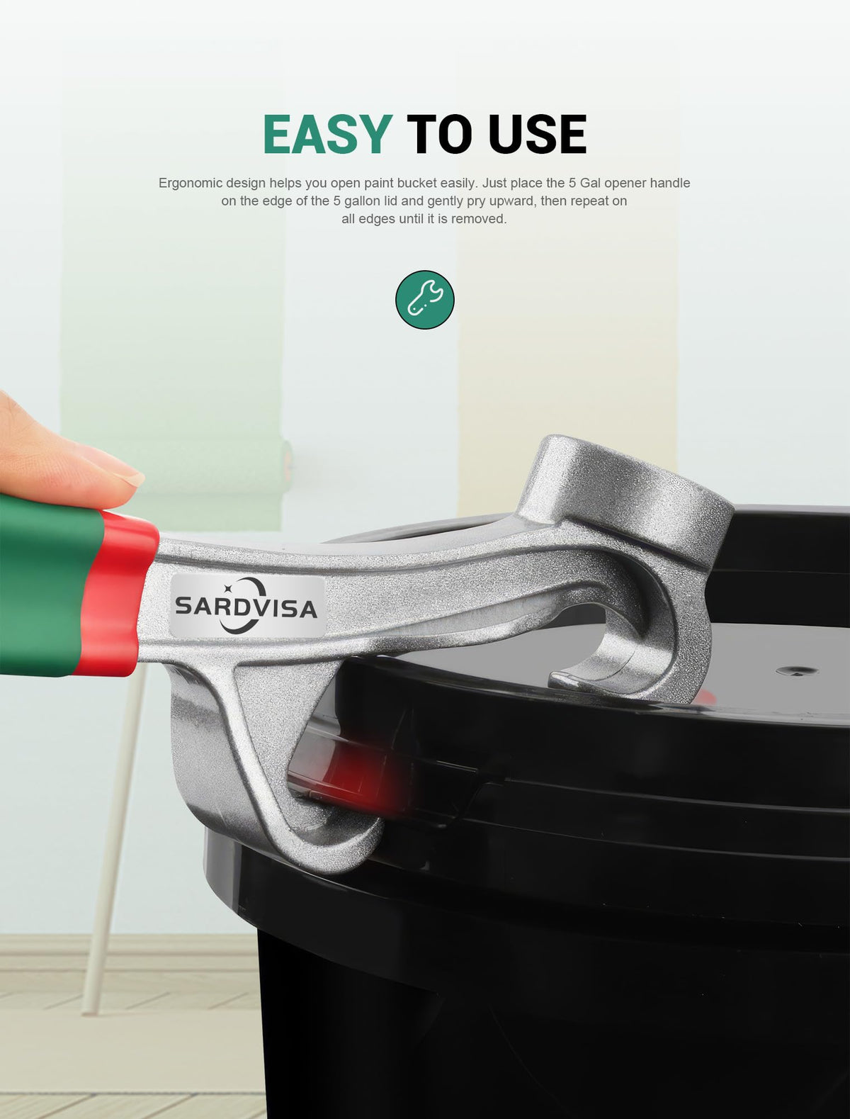 SARDVISA ergonomic pry-edge design reduces effort on tight lids