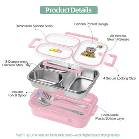 Sayape pink bento includes fork and spoon for ready-to-use meals