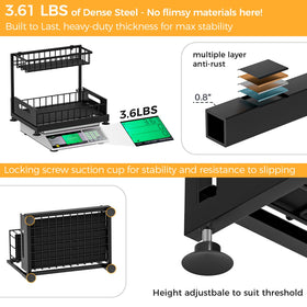 Saydear under sink organizer heavy-duty suction cups keep it secure.
