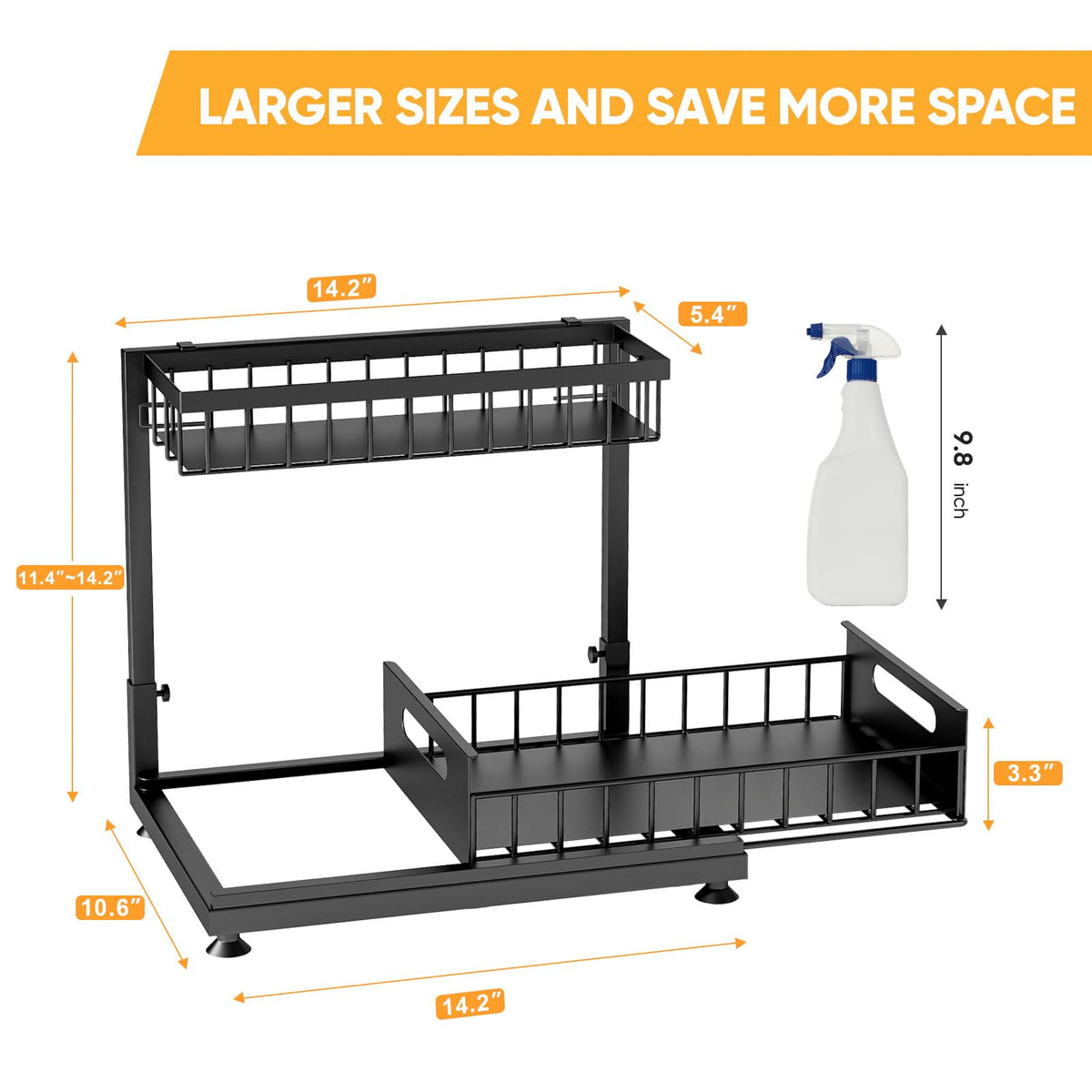 Saydear under sink organizer tool-free setup for quick installation.