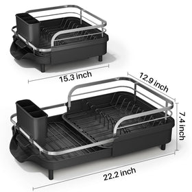 SayZH dish-drying-rack-elevated-feet prevents puddles near sink.